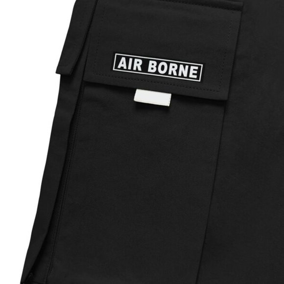 Mens Flap Pocket Drawstring Waist Cargo Pants blac - Picture 4 of 7